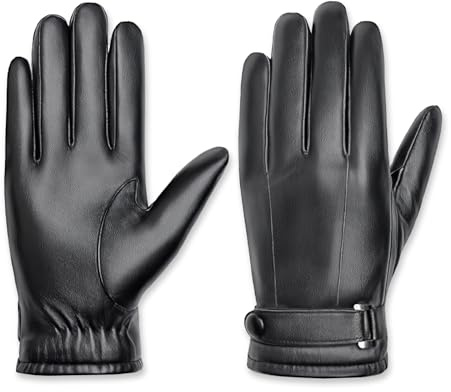 LUFFLOK Gants Homme en Cuir Synthétique, Gants Tactiles Homme avec Doublure Chaude et Moelleuse, Gants pour la Conduite en Extérieur par Temps Frais, Automne et Hiver, pour Hommes et Femmes (SCHWARZ)