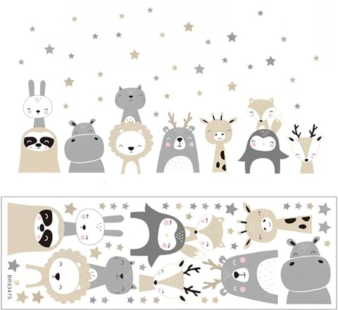 Safari Dschungel Tiere Wandtattoo, Nordisches Tier Wandsticker Boho Kinderzimmer JungeWandtattoo, Wald TierWandsticker Wandaufkleber für Kinder Babyzimmer Wohnzimmer Schlafzimmer Wanddekoration
