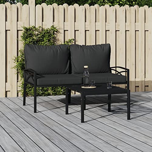 Xichuzi Gartenstühle mit Grauen Kissen 2 STK Balkonstuhl, Möbelsets, Gartensessel, Garten Stühle, Gartenmöbel, Balkon Stühle, Terrassenstühle, Sessel Outdoor, Hochlehner, 62x75x79 cm Stahl