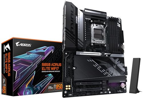 GIGABYTE B850 AORUS ELITE WIFI7 Motherboard - AMD Ryzen 9000 Series CPUs, 14+2+2 Phases Digital VRM, up to 8200MHz DDR5 (OC), 1xPCIe 5.0 + 2xPCIe 4.0 M.2, 2.5 LAN, WIFI 7, USB 3.2 Gen 2x2