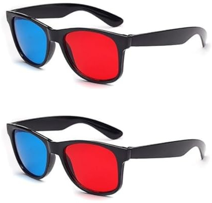 Zhuluck 2Pcs Red and Blue 3D Glasses,3D Viewing Glasses,Universal TV Movie Dimensional Video Frame 3D,DVD Game Glass 3D Style,Televisions and Video Accessories Weightlight Simple Design