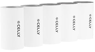 Celly, Thermopapier für Fotoapparate für Kinder, entworfen für Kidscamprint, einfaches Drucken, Kit mit 5 Rollen für Schwarz-Weiß-Fotos