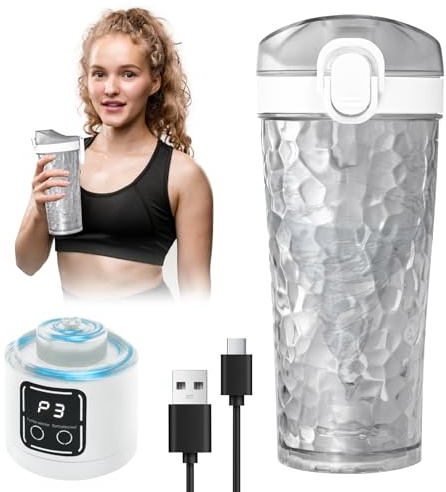 HouseUp Shaker de protéines électrique – 700 ml – Gobelet mélangeur portable rechargeable par USB | Shaker de fitness pour salle de sport et voyage (blanc)