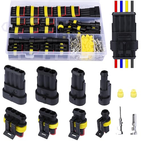 352 PCS Waterproof Car Electrical Connector Terminals, Automotive Connector Kit, Wire Connector Plug Kit, 1/2/3/4 Pin Connectors Male and Female for Car Truck Motorcycle Boat Marine