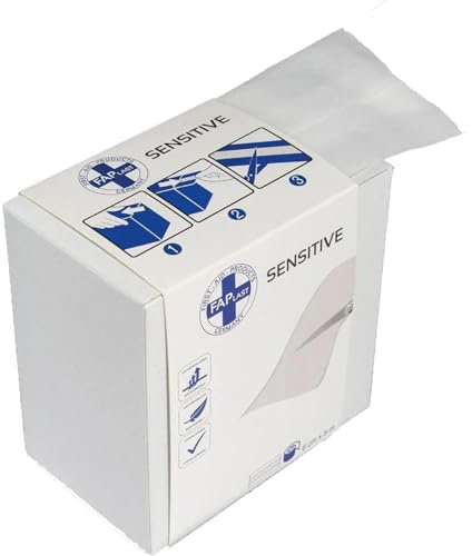 FAP First Aid Products - Wundschnellverband SENSITIVE - latexfrei, elastisch, luftdurchlässig, hautfreundlich, hypoallergen - Wundpflaster (6 cm x 5 m)