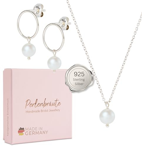Schmuck mit Perlen Hochzeit – premium 925 – Ohrringe Braut – hochwertiger Brautschmuck Perlen – Damen Schmuck gold Braut – Brautohrringe, Ohrstecker