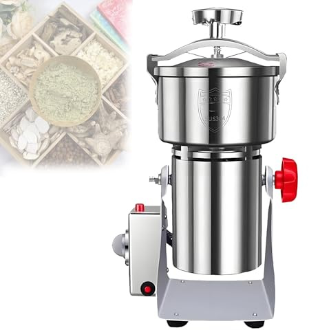 Feiphla Molino De Cereales EléCtrico, Oscilante Molinillo De Alta Velocidad ProteccióN De Sobrecarga, MáQuina De Moler para Hierba Café MaíZ Especias Hogar 304-800g(Knob)
