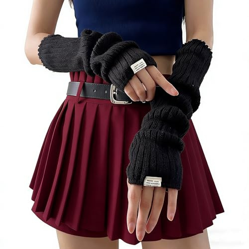 Armstulpen Damen,Arm Sleeve,Stylisch Pulswärmer Damen,Bequem Und Warm,Y2K Gothic Punk Hip-Hop-Stil,Dehnbare Armstulpen Mit Daumenlöchern,Strickarmstulpen Für Den Winter,Modische Accessoires Für Frauen