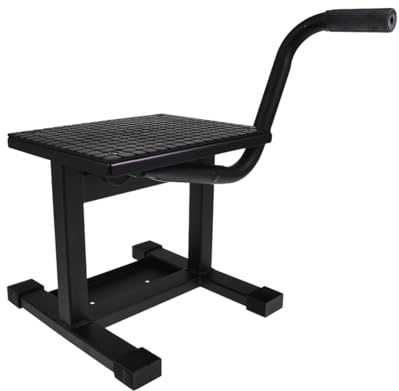Montageständer schwarz 150 kg, Hubhöhe 310-370mm, kompatibel mit Motorrad | Hubständer aus Metall/Gummi, Platte 29x23cm, stabil; kompatibel mit Cross, Motocross, Enduro, Trial, Roller, Mofa, Moped