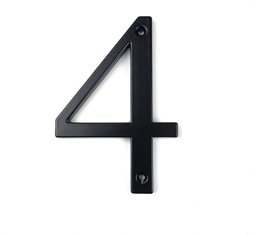 FDOSIJFOS Numero civico, 1 pz. 101 mm Numero civico Moderno 4 Pollici in Lega di Zinco Nero Porta Cassetta Postale Indirizzo Segno Esterno #0-9(4)