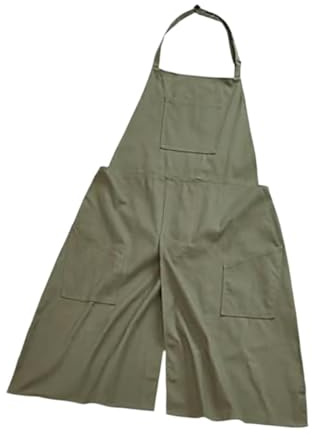 siduytin Delantal de cerámica con bolsillos para mujer, delantal con pierna dividida para alfareros, trabajos artísticos, Verde, Altura 100cm