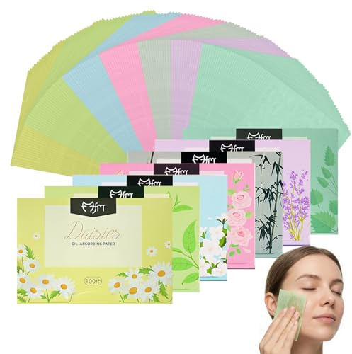 RDTOK Gesichts-Löschpapier 700 Blatt, Ölabsorbierende Löschblätter für Gesicht, Blotting Paper Oil Control, Mattierendes Löschpapier für Fettige Haut, Männer & Frauen