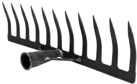DIYEAH Rastrello per Chiodi Agricolo in Ferro 11 Denti Robusti, Rastrello da Giardinaggio per Allentare Terreno e Raccogliere Foglie, Utensile Manuale per Orto e Prato Resistente