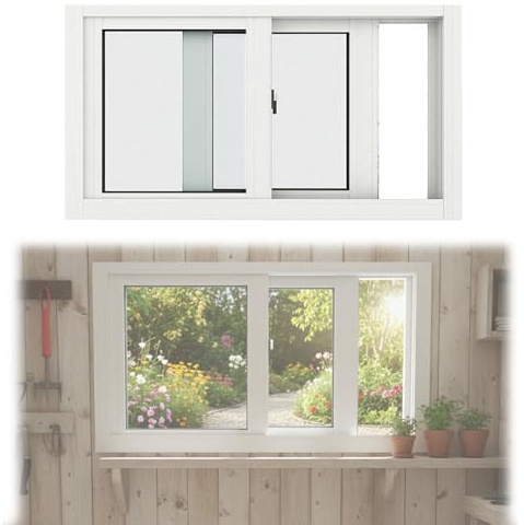 Basement Window Replacement Sliding Windows 20 24 30 31 32 35 36 Bathroom Sliding Window, Shed Windows with Screen & Tempered Glass for Basement Bathroom Household Garage(White,20x14)