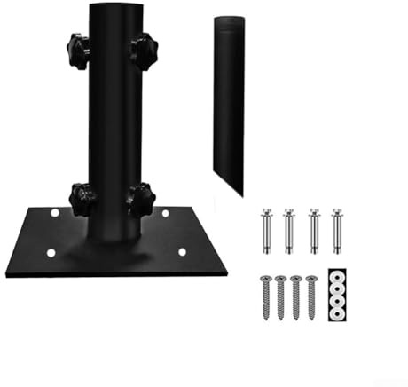 Kit di montaggio per ombrellone da esterno con picchetto in metallo e manopole di serraggio per una soluzione di ombra stabile su ponti prati e aree pavimentate