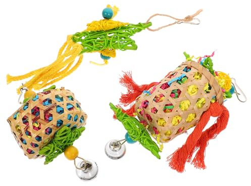 VICASKY Giocattolo per Uccelli e Pappagalli Set da 3 Pezzi in Poliestere Resistente, Accessorio per Gabbia Giocattolo da Mordere Sicuro e Confortante, per Pappagalli e Parrocchetti