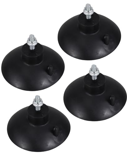 Toyvian 4 Pies de Succión Roscados M6 8.4 Cm Negros con Ventosa de Plástico Antideslizante para Cortador de Papas Fritas, Almohadillas Antivibración para Cocina y Accesorios de