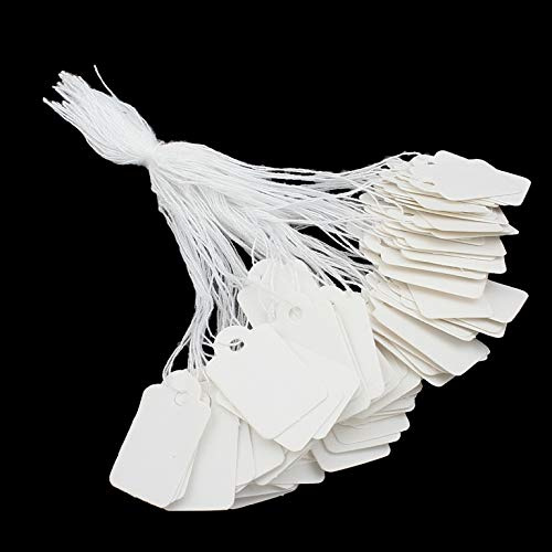 Perlin Preisetiketten mit Faden 100 Stk 23x13 mm Papieranhänger | Für kleine Verkaufsserien, Einzelstücke, Handarbeit, Geschenkartikel, Musterkollektionen und klare Preisinformation
