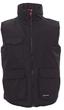 PAYPER Wanted Gilet Giacca da Lavoro Unisex Uomo Donna 100% Poliestere Chiusura Zip Interno Imbottito Tasche Frontali Laterali Porta Cellulare Nero/Steel Grey (3XL)