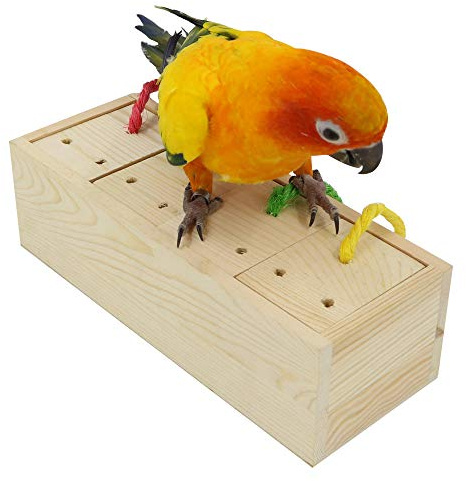 YINGGE Wooden Bird Foraging Feeder Toys, Intelligence Toys for Medium and Large Parrots Sun Conures, Caique, Cockatoo, African Grey, Macaws, Amazon