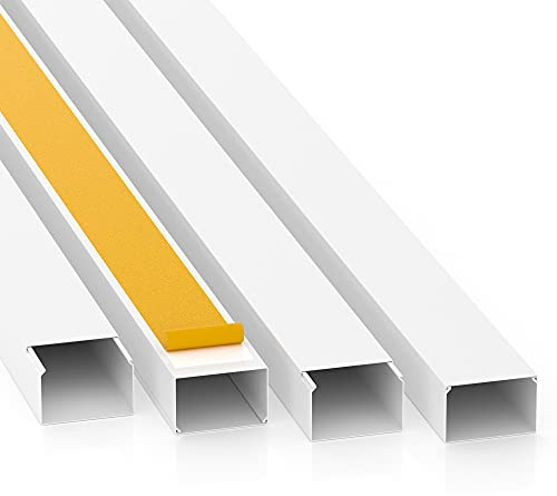 CILSON Kabelkanal, 60x40 mm, 20x1 m, Weiß, selbstklebend + Bodenlochung | PVC, UV-beständig, Innen & Außen, 20 Stangen à 1 m = 20 m, Made in Germany