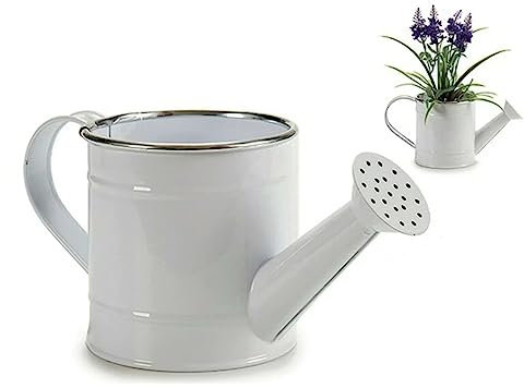 Ibergarden Annaffiatoio Bianco Shabby Chic con Bordo Cromato