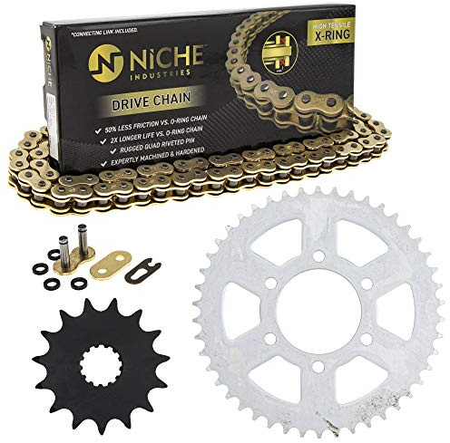 NICHE Drive Sprocket Chain Combo for Kawasaki Ninja 650 Versys Front 15 Rear 46 Tooth 520 X-Ring 114 Links