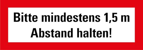 10x Aufkleber „Bitte mindestens 1,5 m Abstand halten!“ Infektionsschutz Folie | 21x7,4 cm Made in Germany