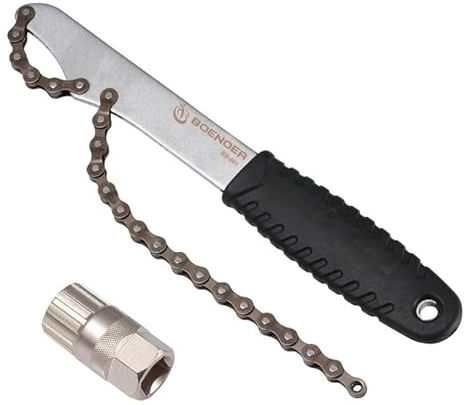 Boenoea Bike Chain Whip Tool Kit Cassette Removal Tool, Bike Freewheel Removal and Install Tool with Cassette Lockring Freewheel Removal Tools Kit Flywheel Chain Sprocket Remover Tool