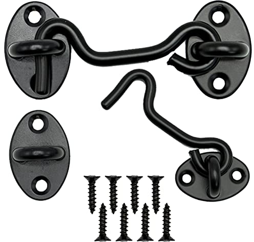 SZXMDKH 2 ganci tempesta con occhielli, in acciaio inox, per porta basculante in legno, persiane, cancello da giardino, 8 viti di montaggio (7,5 cm)