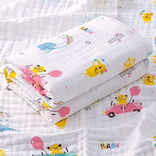 Hivia Musselin Decke Kinder-110 * 110CM Baumwolldecke Sommer,6 Schichten Musselin Decke Babydecke Baumwolle Baby Erstausstattung Neugeborene|Regenbogen-Elefantenbaby