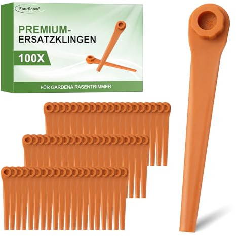 100 Stück PA6 Ersatzmesser RotorCut Kompatibel mit Rasentrimmer Gardena,Kunststoffmesser für Gardena Rasentrimmer und Akkutrimmer