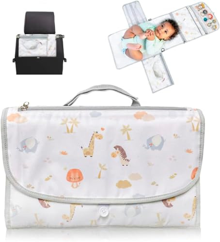 Cambiador bebe portatil acolchado XL - Cambiador bebe plegable impermeable-Cambiador de pañales desmontable como neceser para artículos de bebé ideal como regalo original para bebés recien nacidos