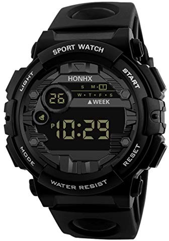 Routefuture Montre Sport Homme Digitale avec Grand Cadran Analogique et LED Numérique, Digital Montre Bracelet Homme Garçon, Chronographe, Bracelet en Résine Cadeau Homme,Noir-4