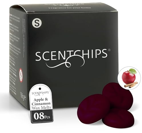 Scentchips® Apfel & Zimt Duftwachschips – Hausduft – Duftwachs Melts – Geeignet für Duftlampe & Wachsbrenner – Fruchtig-Würziger Raumduft – 8 Stück – Langanhaltender Duft für Zuhause