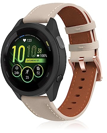 KeeFos 18mm Armband Kompatibel mit Garmin Venu 4 41mm/Venu 3S 41mm/2S/Forerunner 265S/255S/Vivoactive 4S 40mm/Vivomove 3S 39mm/Active S/Move 3S, Leder Uhrenarmband, Weich Ersatzarmband - Beige