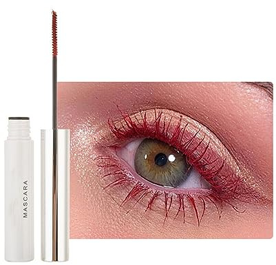 2PCS Waterproof Mascara Eyelash Primer, Colorful Fiber Extra Long Voluminous Lash, Charming Long Lasting Mascara, Curl, Volume, Lengthen & Smudge Free (11# Dark Red)