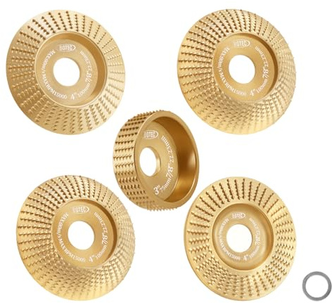 BGTEC Holzschnitzscheiben-Set Schleifscheiben-Shaping-Scheibe，4 Stück 3/75MM Planare+Abgeschrägte+Bogenförmige*2 +Schleifscheibe Rechtwinklige Ebene 20mm hoch