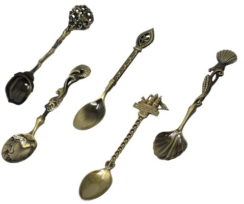 yueton 5Pack Vintage Coffee Teaspoon Creative Mini Dessert Spoons Unique Sugar Spoon Tea Spoon Cake Spoon Stirring Spoon Exquisite Tableware