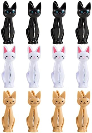 PRETYZOOM - Alicates para gatos (12 unidades, mini pinzas para la ropa, para fotos, pinza de cocina, para toallas, cortavientos, pinzas para toallas antideslizantes, bolsa