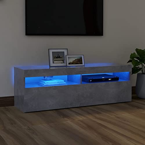 TJROO Schrank mit LED-Lichtern, betongrau, 120 x 35 x 40 cm, Holz, mehrschichtig, Loungemöbel, TV-Möbel, TV-Schrank, Vitrine