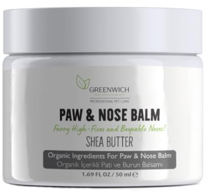 Greenwich Veganer Bio-Pfoten- und Nasenbalsam für Katzen und Hunde, Feuchtigkeits- und Rissreparaturcreme, natürlicher Schutz für trockene Pfoten und Nasen, Furry High-Fives, 50 ml