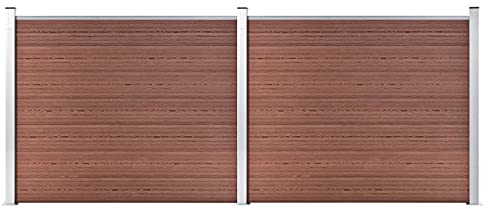 Chaduof Zaunelement Set, Sichtschutzstreifen, Sichtschutzzaun, Garten Zaunschutz, Balkonzaun, Stabzaun, WPC 353x146 cm Braun