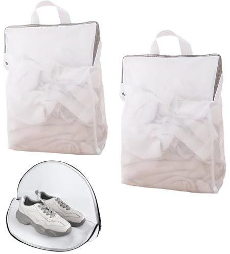Wäschenetz für Waschmaschine Tragbare,Wäschenetz groß(40 x 50 x 10cm),Versteckter Reißverschluss Waschbeutel Schuhe Dreischichtiges Netzwerk
