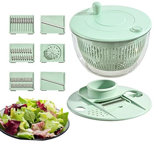 Picadora de verduras para ensalada, centrifugadora para ensalada con bomba grande, lavadora secadora, rallador, rebanadora, bomba giratoria, utensilio de cocina multiusos, centrifugadora para pasta y