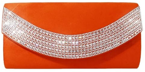 YUEZHAN Abendtasche Damen Clutch Stilvolle Samt Glitter Abend Kupplung Frauen Bankett Prom Party Handtasche Damen Hochzeit Kette Schulter Umhängetasche Orange