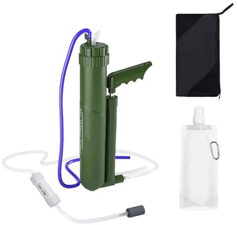 Filtre à eau de camping, filtre à eau pour randonnée - Pompe à main Filtre à eau portable 0,0001 microns - Système d'eau de camping de haute précision, équipement de survie, jusqu'à 8 000 L, grands dé