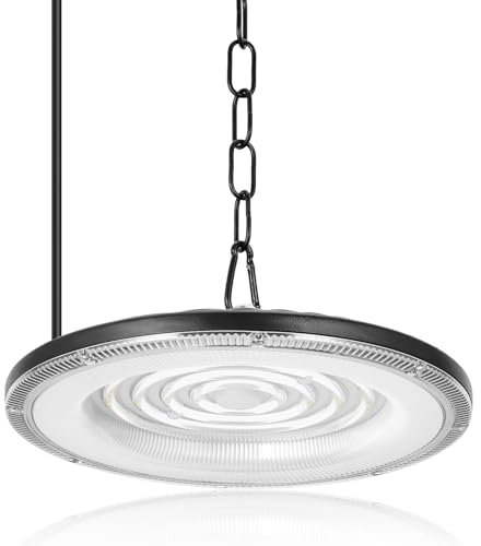Hondony 1Pack 500W UFO LED, Lámpara Industrial, 50000LM, IP66 Impermeable, Luz Fría Blanca 6500K, Para Almacén, Garaje, Taller de Fábrica