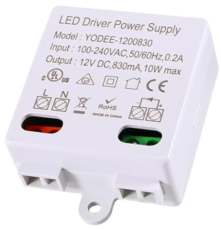 Joycabin LED Trafo 12V/DC, 0-10W Mini Transformer, Elektronischer Trafo für 12V LED Leuchten und Lampen