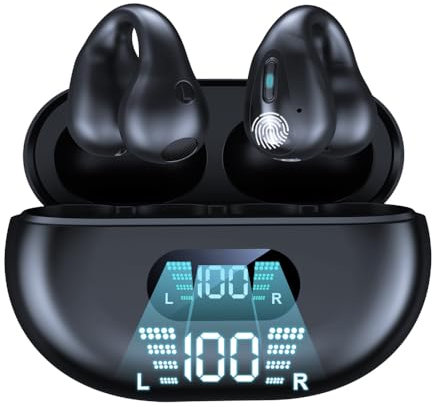 Écouteurs Bluetooth sans Fil à Clip d'oreille,résistants à l'eau, pour Le Sport et Les activités extérieures. Confort Ergonomique,iPhone et Android. Non à Conduction osseuse.Noir